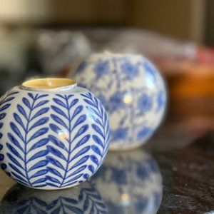 8 Two side Blue and White porcelain candle holders